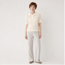 Open-Knit Polo Top