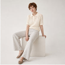 Open-Knit Polo Top