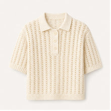 Open-Knit Polo Top