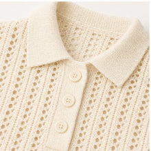 Open-Knit Polo Top