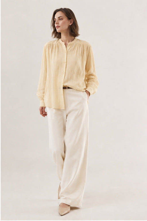 Pleated Ramie Shirt