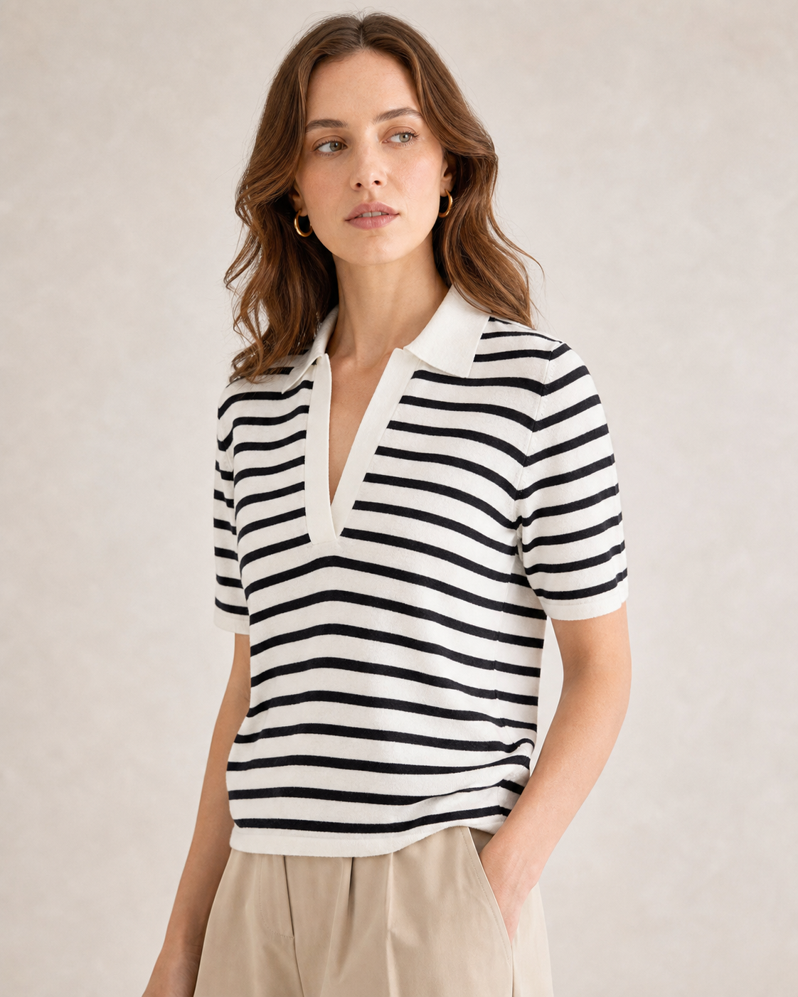 Striped Knit Polo