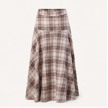 Pink Plaid Bias-Cut Midi Skirt