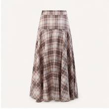 Pink Plaid Bias-Cut Midi Skirt