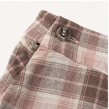 Pink Plaid Bias-Cut Midi Skirt