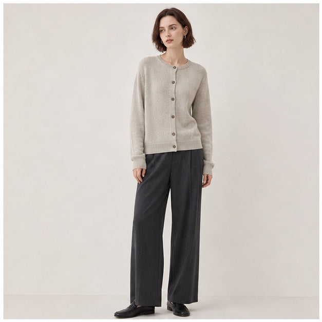 Linen Long-Sleeve Knit Cardigan（Flaxen）