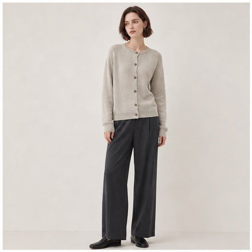 Linen Long-Sleeve Knit Cardigan（Flaxen）