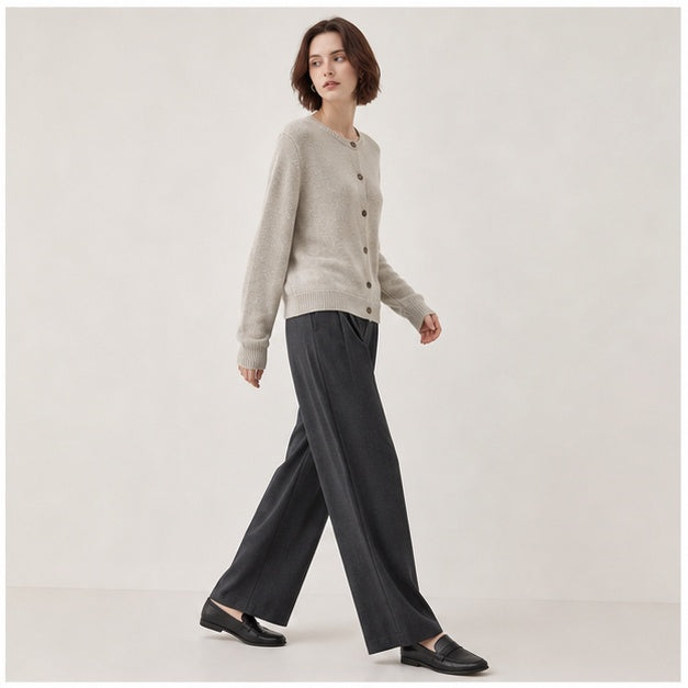 Linen Long-Sleeve Knit Cardigan（Flaxen）