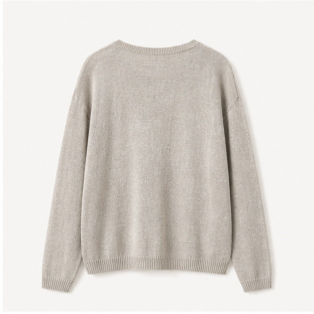 Linen Long-Sleeve Knit Cardigan（Flaxen）