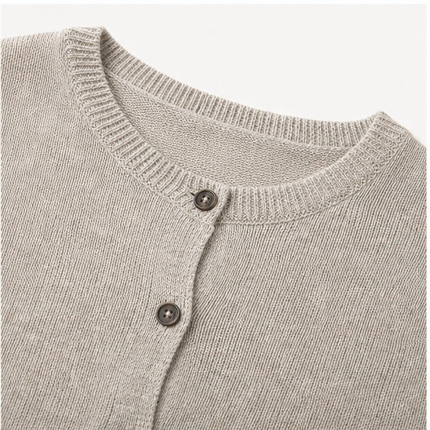 Linen Long-Sleeve Knit Cardigan（Flaxen）