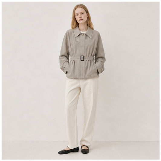 Cropped Lyocell Trench Jacket