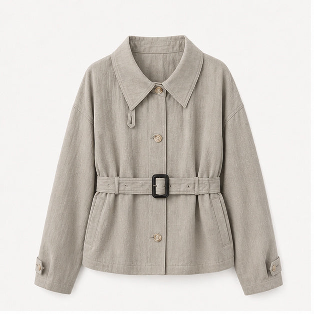 Cropped Lyocell Trench Jacket