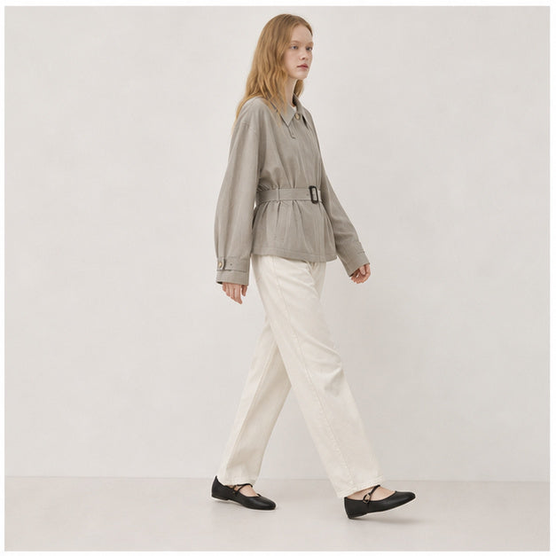 Cropped Lyocell Trench Jacket