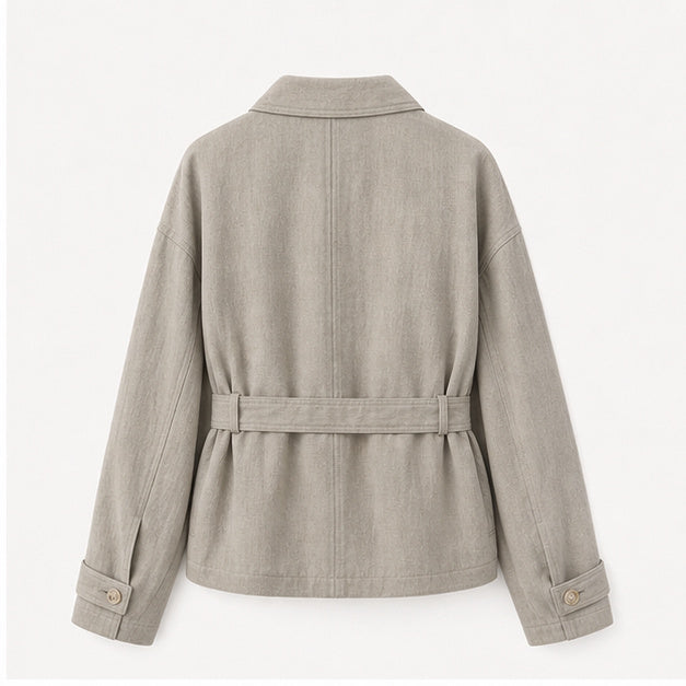 Cropped Lyocell Trench Jacket