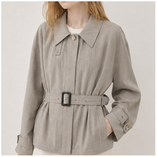Cropped Lyocell Trench Jacket