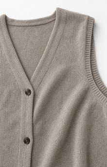 Linen V-Neck Sleeveless Knit Vest