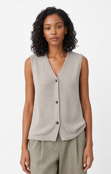 Linen V-Neck Sleeveless Knit Vest