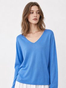 Superfine Merino V-Neck Knit Top