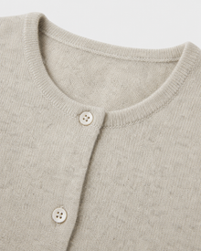 Oatmeal Wool Knit Drawstring Cardigan