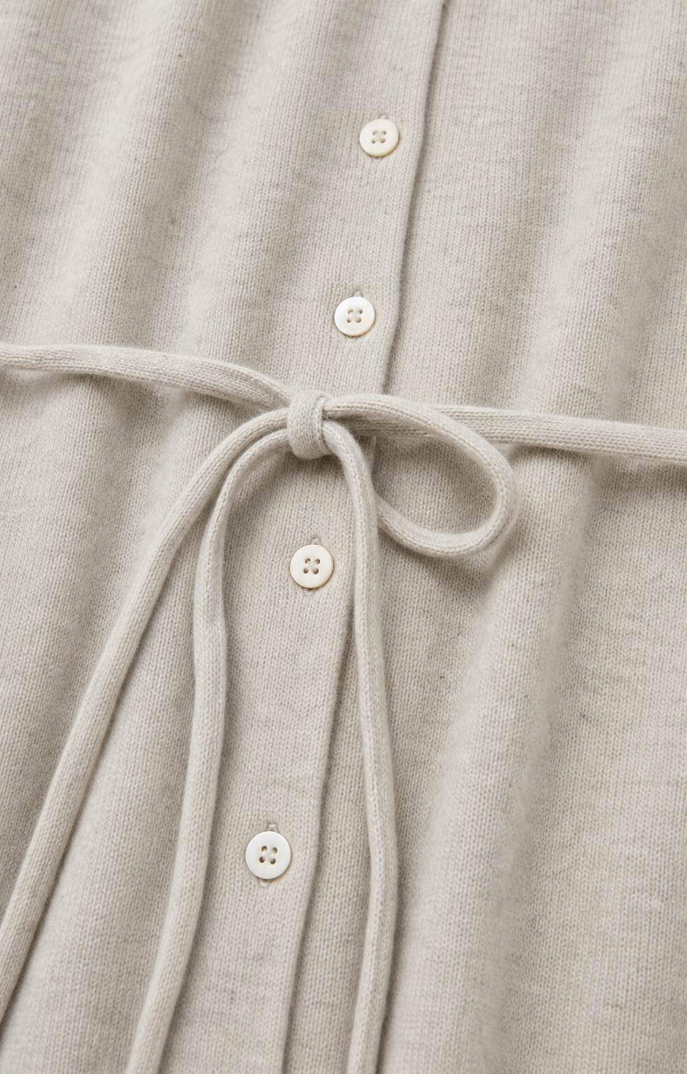 Oatmeal Wool Knit Drawstring Cardigan