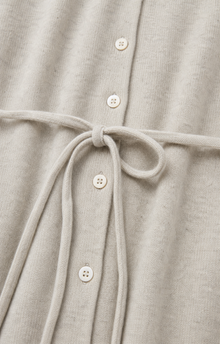 Oatmeal Wool Knit Drawstring Cardigan