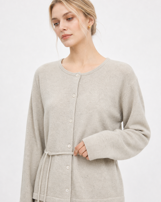 Oatmeal Wool Knit Midi Skirt - product view 3