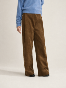 Lustrous Corduroy Wide-Leg Trousers