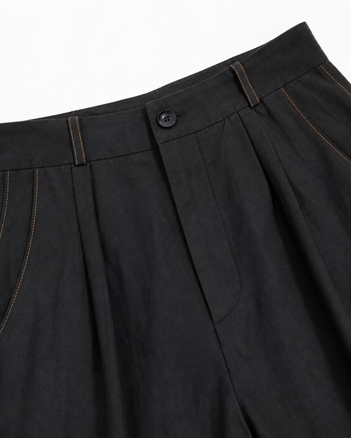 Black Linen Carrot-Fit Trousers