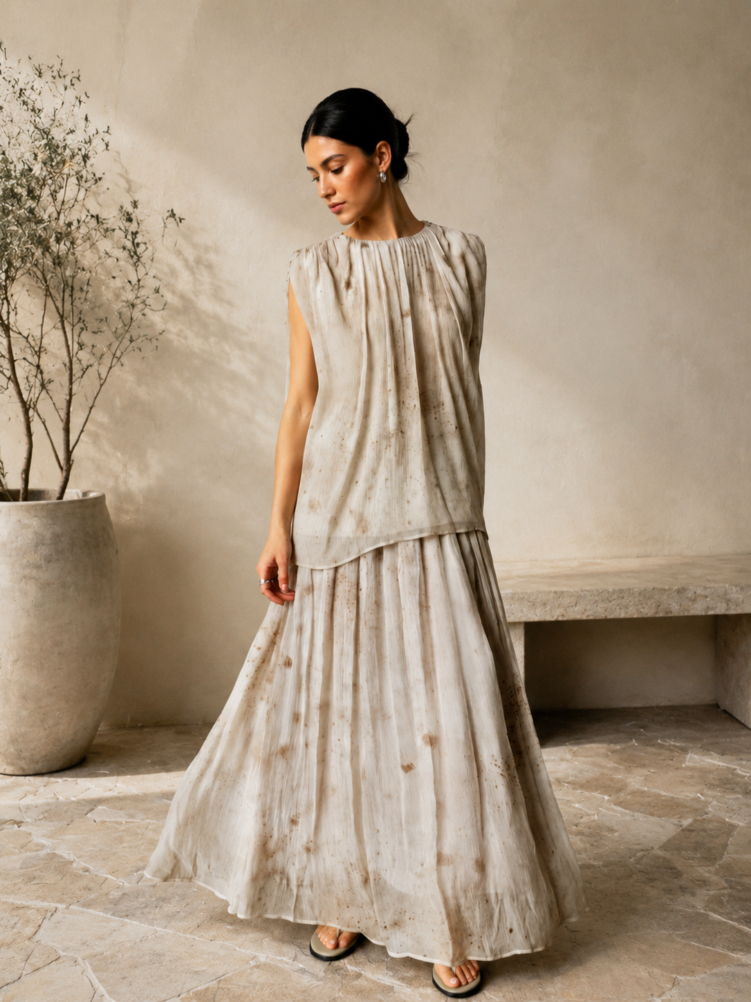 Dappled Ivory Maxi Skirt - product view 1