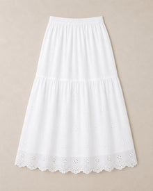 White Eyelet Lace Midi Skirt