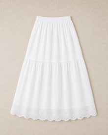 White Eyelet Lace Midi Skirt