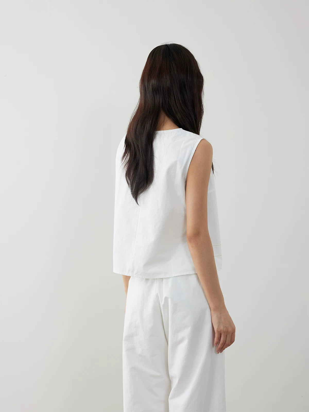 White Airy Wide-Leg Pants