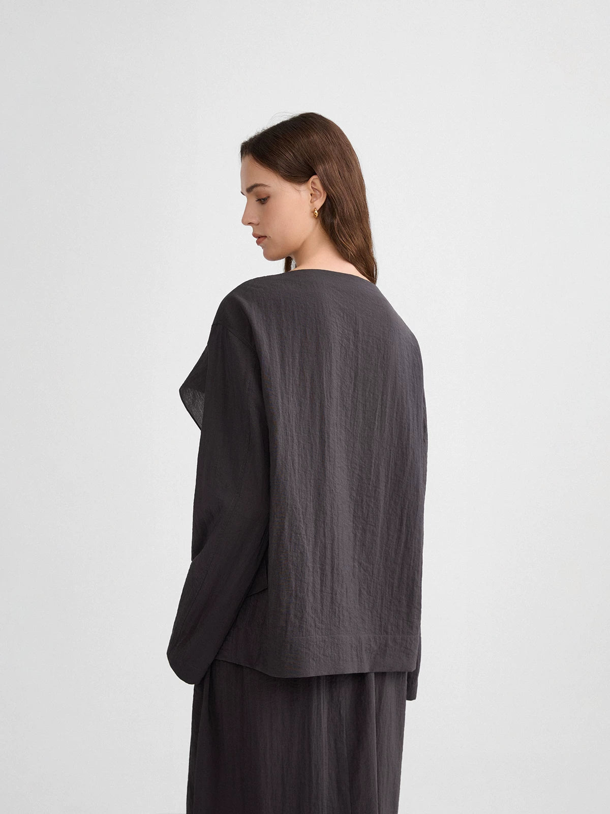Fold-Over Collar Oversized Top