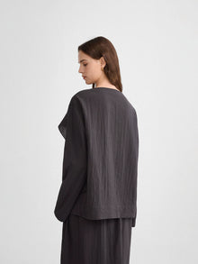 Fold-Over Collar Oversized Top