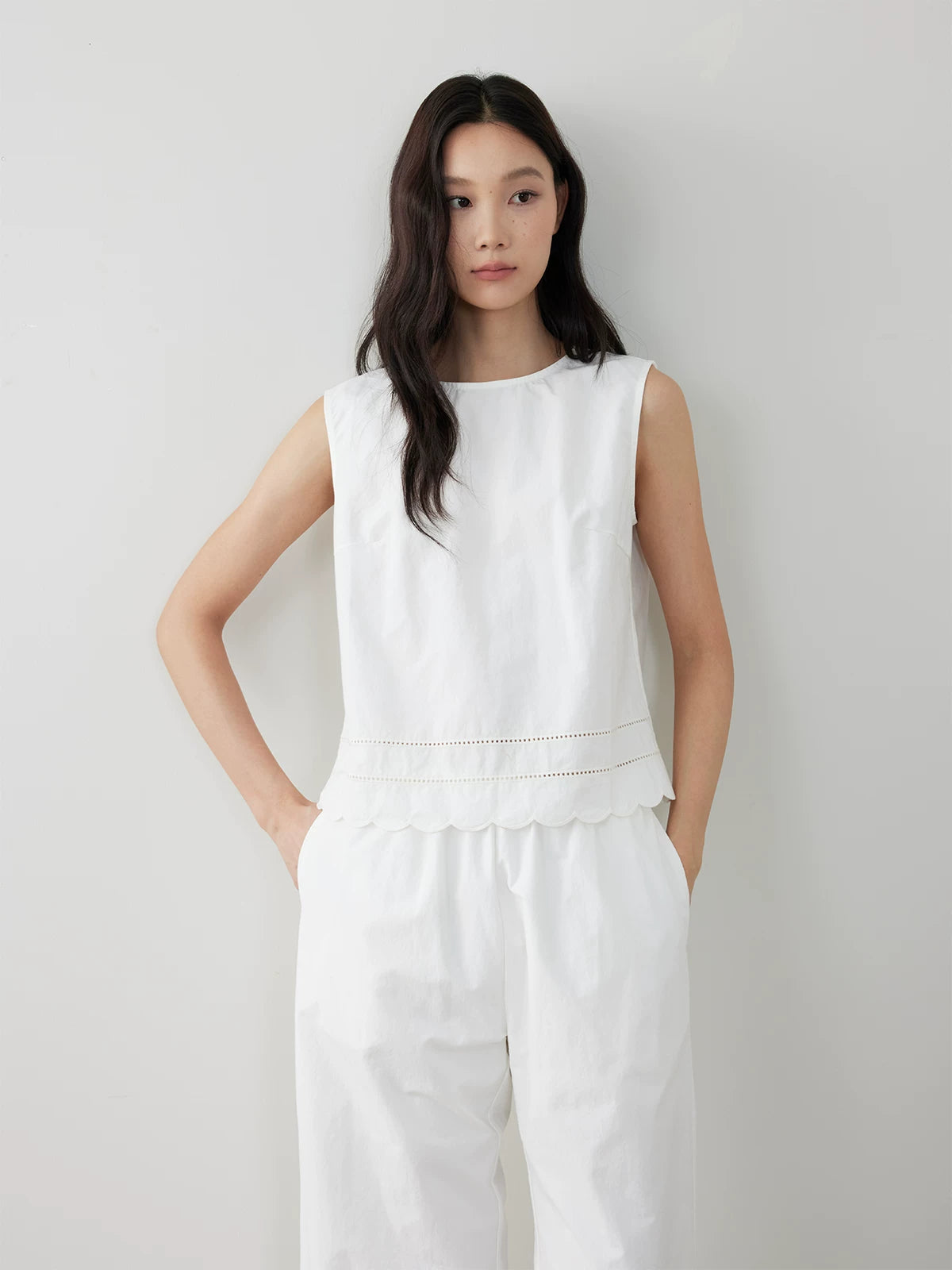 White Airy Wide-Leg Pants
