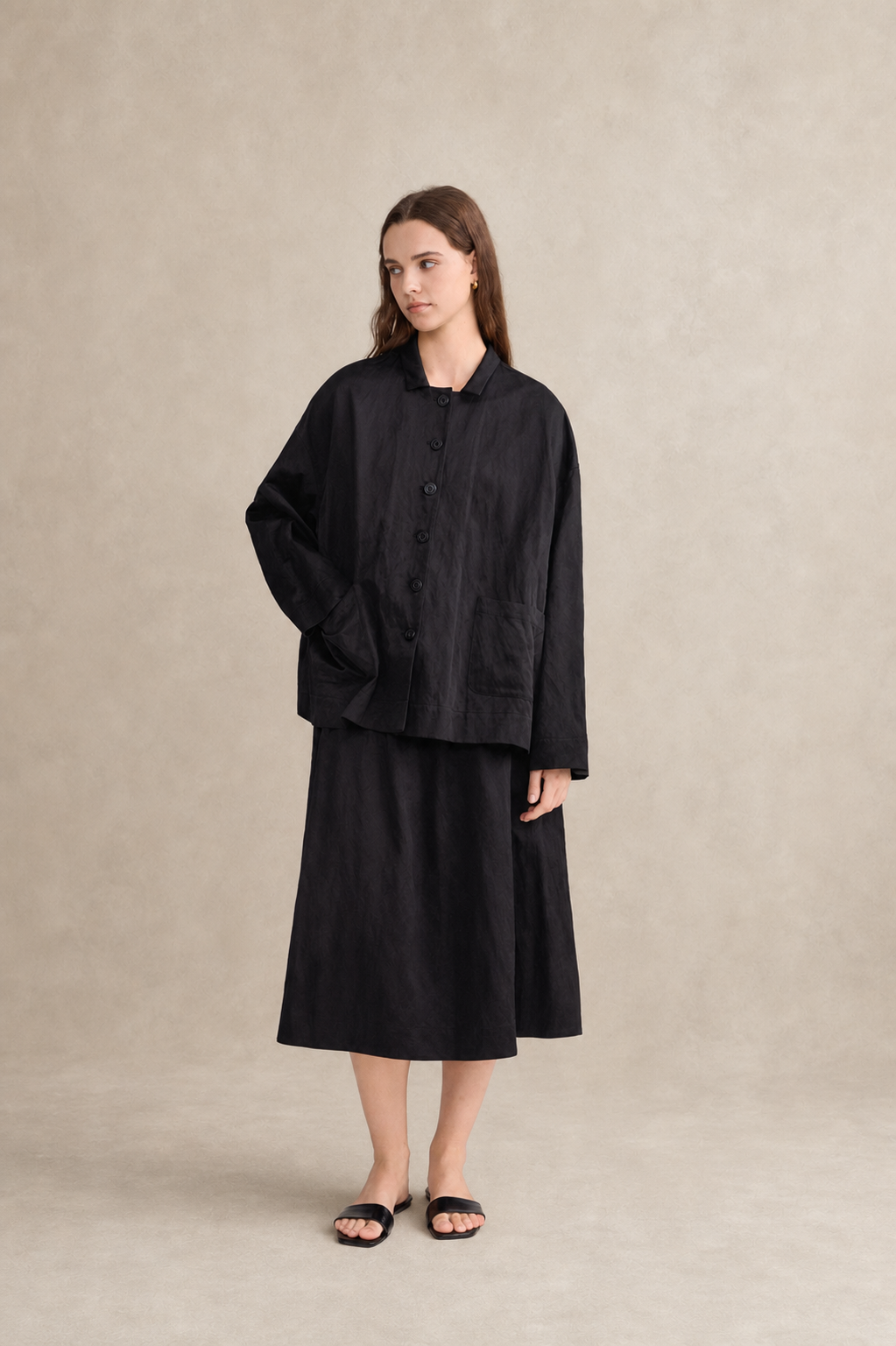 Accordion-Pleated Midi Skirt