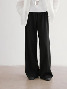 Wool-Look Wide-Leg Airy Trousers
