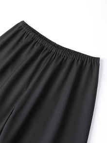 Wool-Look Wide-Leg Airy Trousers