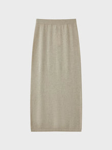 Oatmeal Wool Knit Midi Skirt