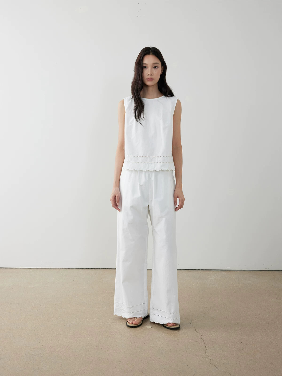 White Airy Wide-Leg Pants