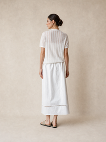 Embroidered Eyelet A-Line Midi Skirt