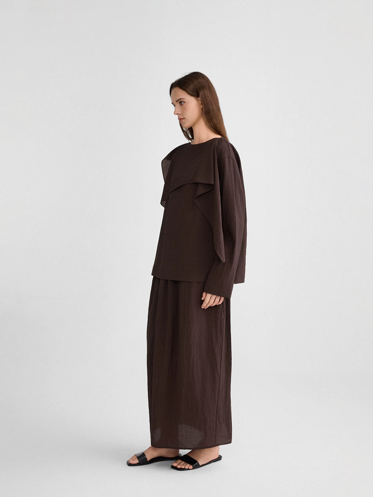 Fold-Over Collar Oversized Top