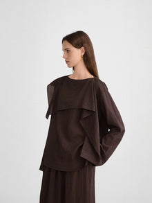 Fold-Over Collar Oversized Top