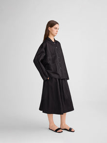 Accordion-Pleated Midi Skirt