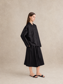 Accordion-Pleated Midi Skirt