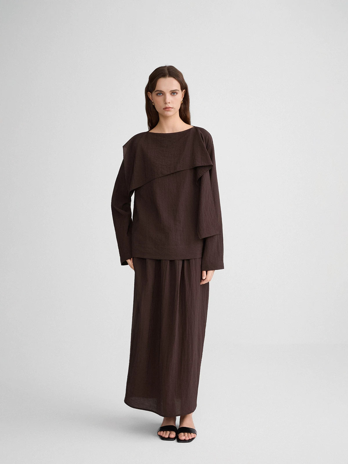 Fold-Over Collar Oversized Top