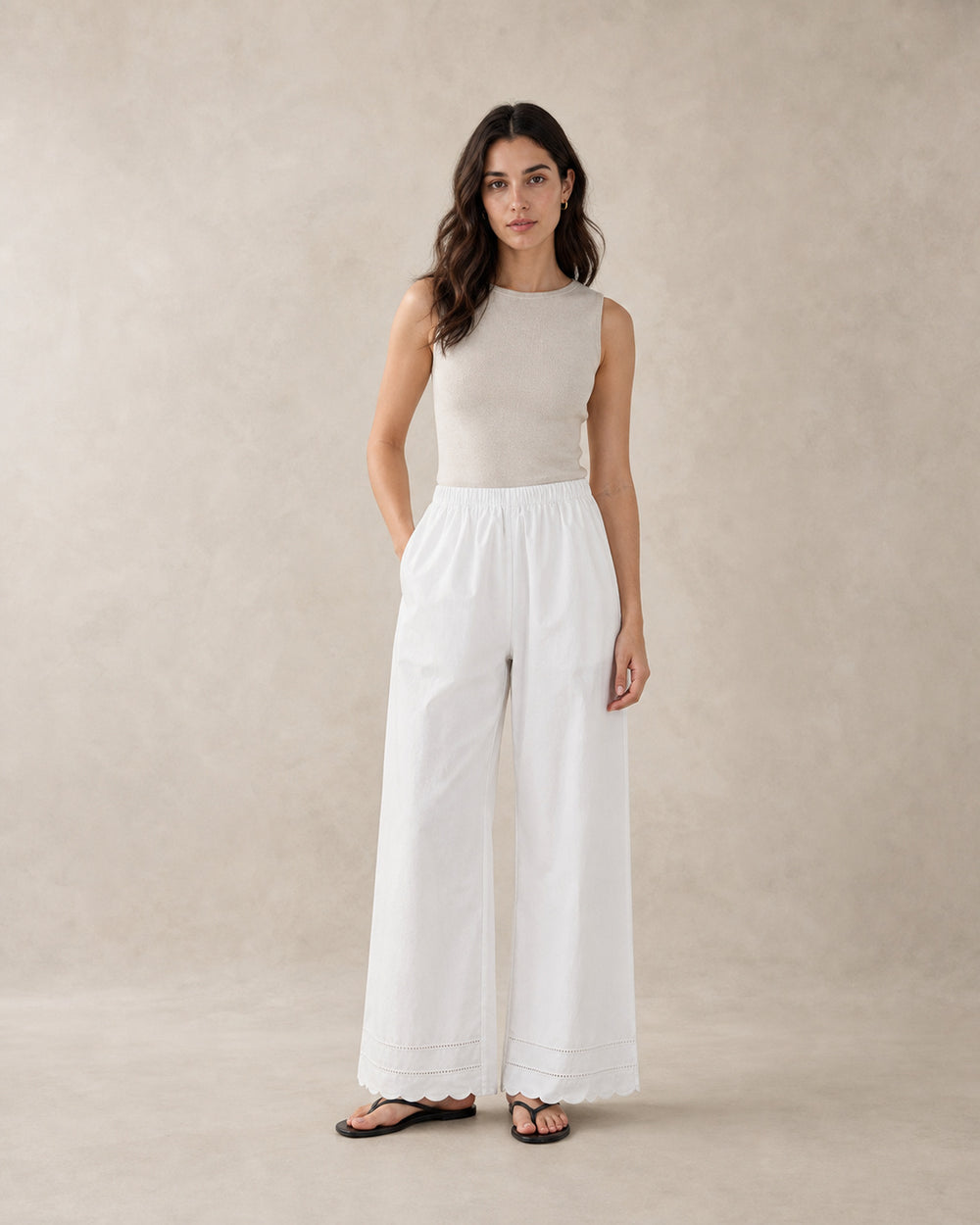 White Airy Wide-Leg Pants