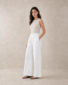 White Airy Wide-Leg Pants