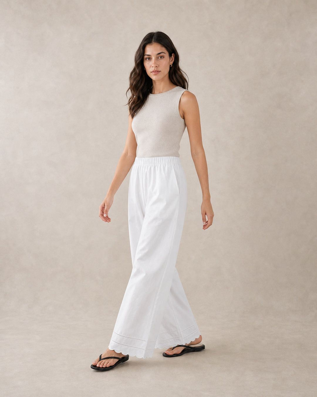 White Airy Wide-Leg Pants
