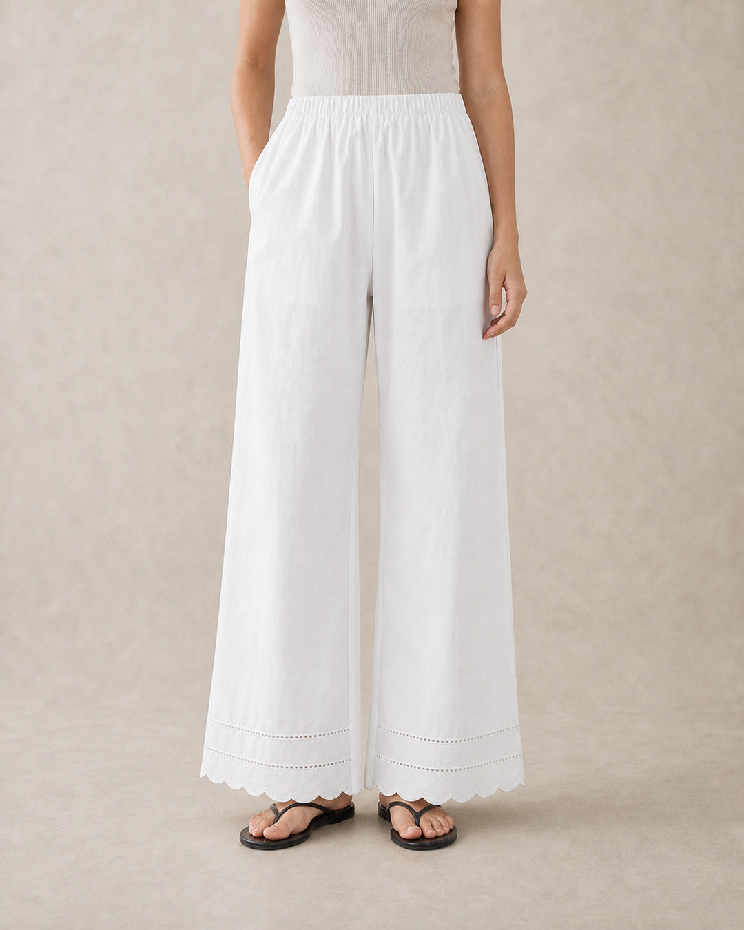 White Airy Wide-Leg Pants
